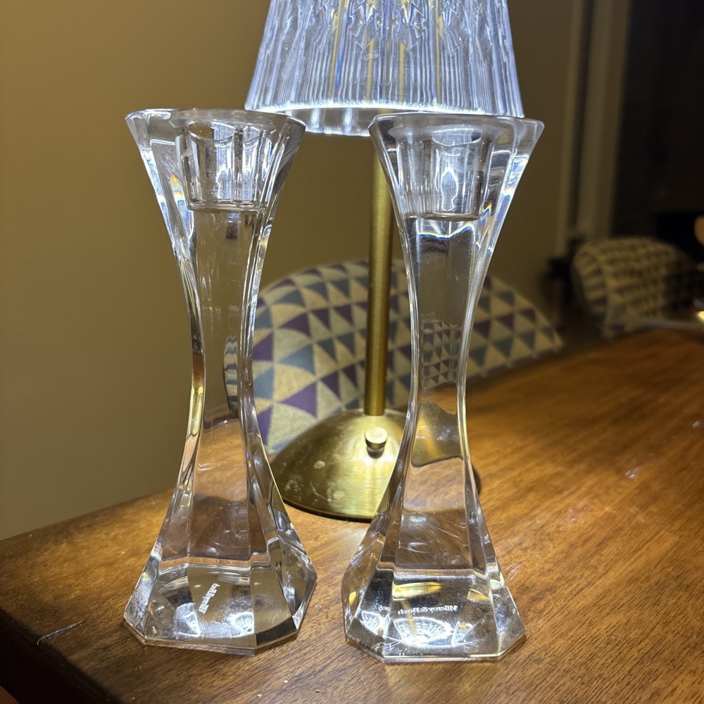 Villeroy&Bosch  Crystal Candlestick Holders (Set 2) 6.25" H Mint‎ & Marked